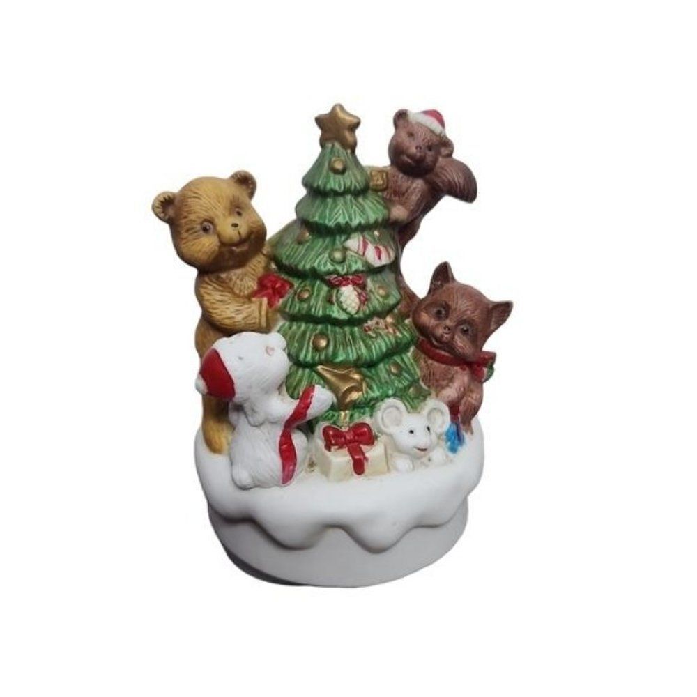 Vintage 80s Christmas Woodland Animal Teddy Bear Tree Decor